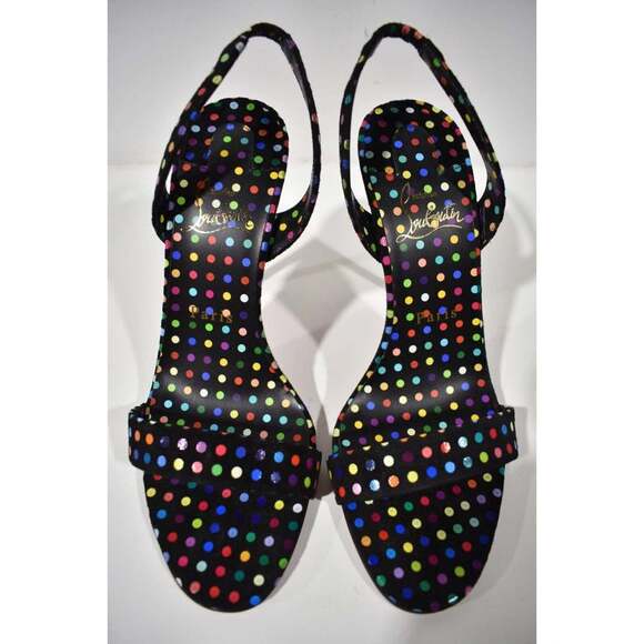 Christian Louboutin O Marylin 100 Black Polka Dot Slingback Sandal Heel Pump 40 - Picture 7 of 12
